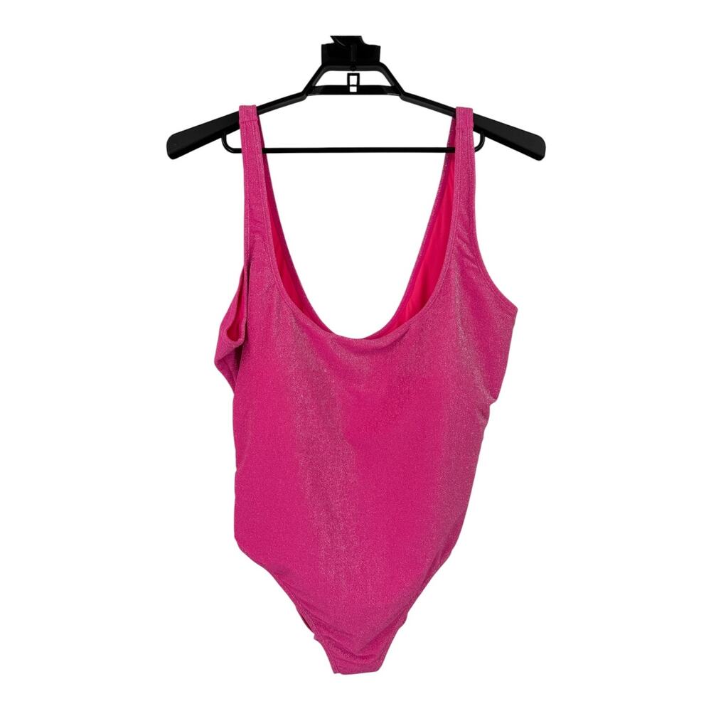Good American Sparkle Metallic One-Piece Swimsuit pink size 8 (5XL)